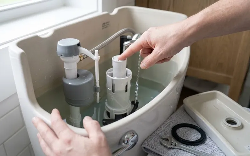 Repairing a Button-Flush Toilet