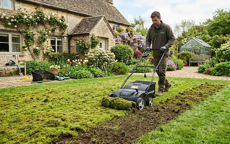 Scarifying a Moss-Covered Lawn