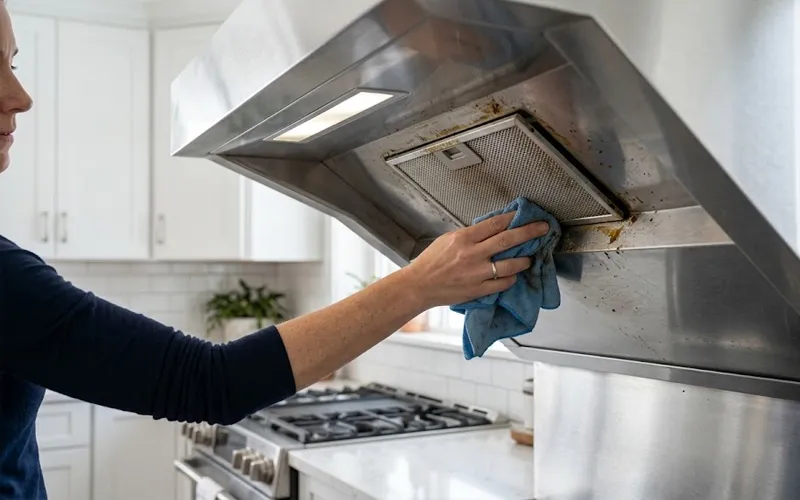 Wiping Grease from the Inside of the Hood