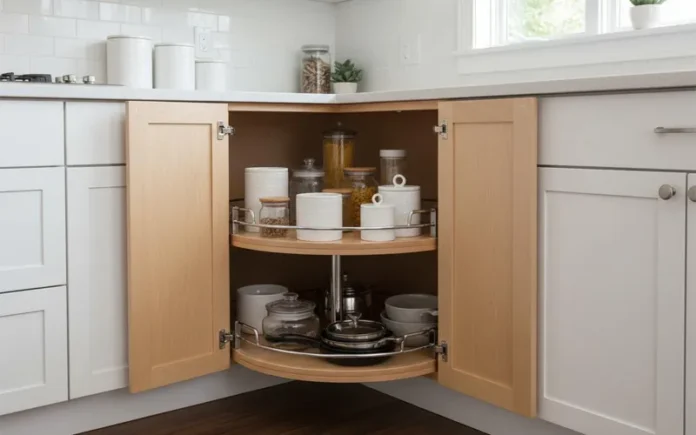 how to organize a corner kitchen cabinet