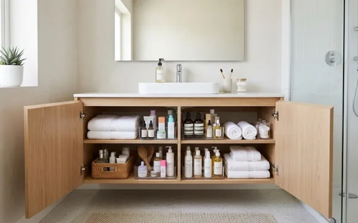 how to organize bathroom cabinets