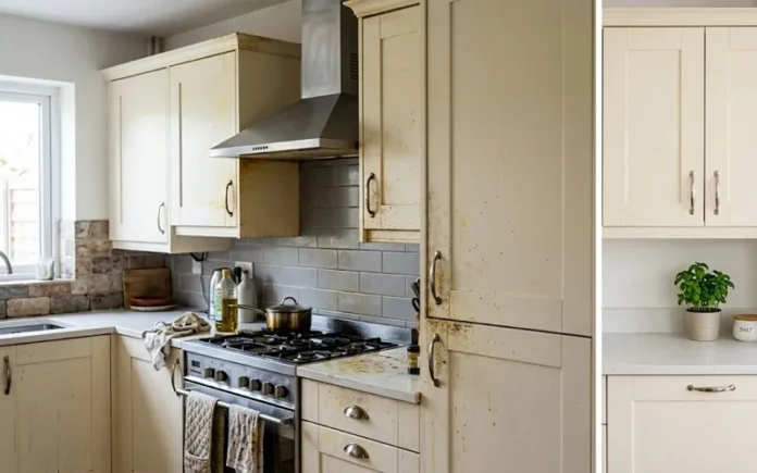 how to remove grease from kitchen cabinets